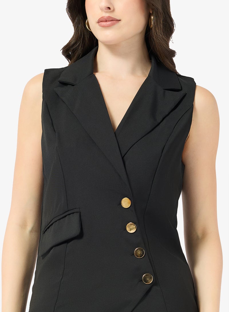 ELLA Longline Vest With Aysmmetric Button Up - Image 3